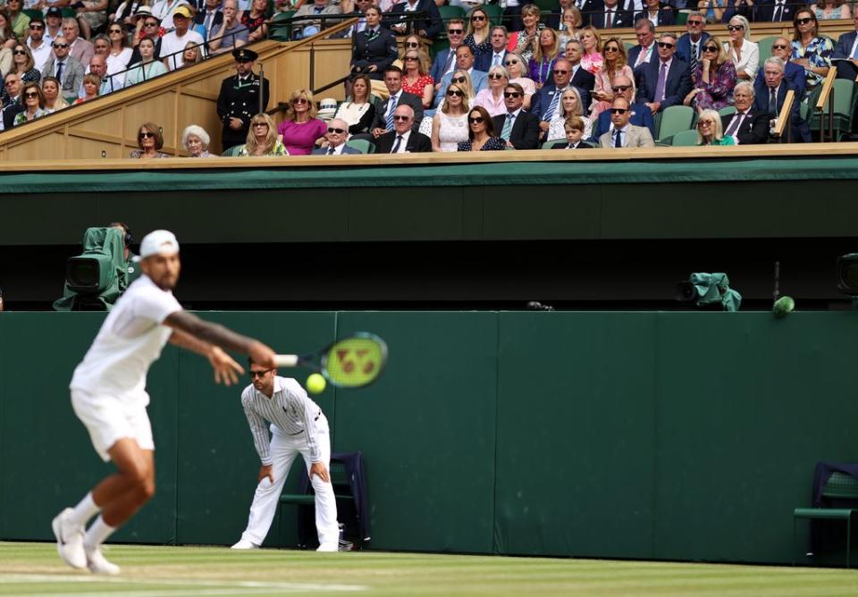 Los príncipes de Gales durante un partido entre Nick Kyrgios y Novak Djokovic en Wimbledon 2022