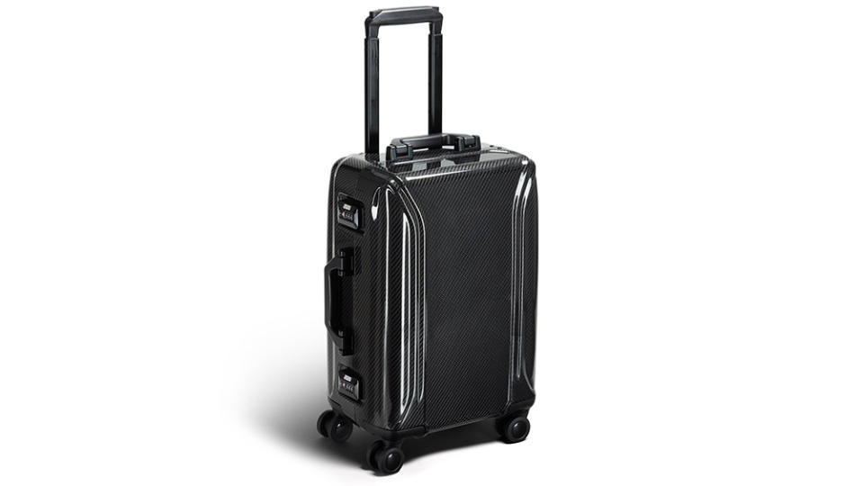 Zero Halliburton carbon-fiber 22-inch frameless carry-on with high-gloss finish