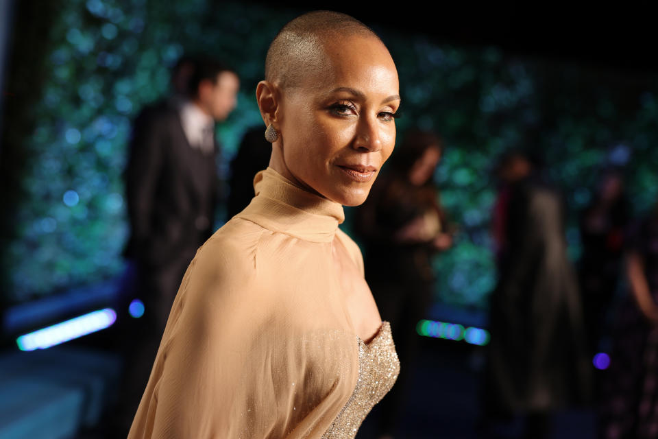 Jada Pinkett Smith attends the 2022 Vanity Fair Oscar Party hosted by Radhika Jones at Wallis Annenberg Center for the Performing Arts on March 27, 2022 in Beverly Hills, California. (Photo by Rich Fury/VF22/Getty Images for Vanity Fair)