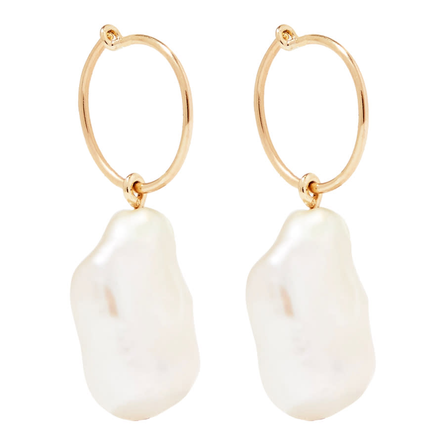 Baroque 9-karat gold pearl hoop earring