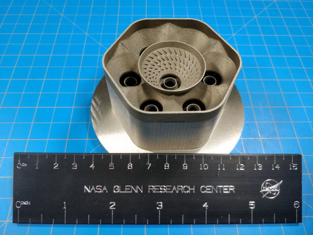 A 3D-printed turbine engine created using Nasa’s new GRX-810 alloy (Nasa)