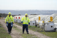 Republic Services operators keep wild birds off the Otay Compost facility at the Otay Landfill in Chula Vista, Calif., on Friday, Jan. 26, 2024. Two years after California launched an effort to keep organic waste out of landfills, the state is so far behind on getting food recycling programs up and running that it's widely accepted next year's ambitious waste-reduction targets won't be met. (AP Photo/Damian Dovarganes)