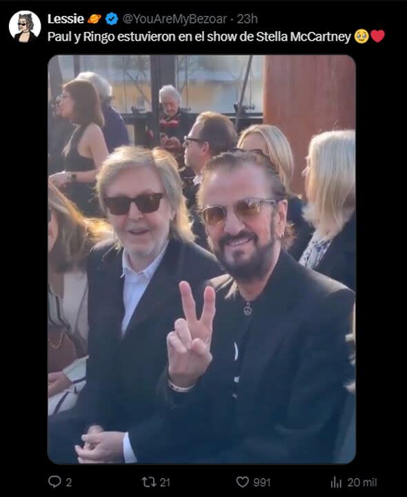 Paul McCartney y Ringo Starr, juntos en la Semana de la Moda de París (Foto: X)