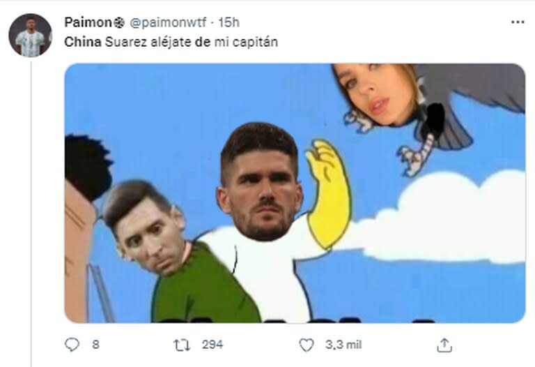 En Twitter apelaron a los memes de Los Simpsons para hablar del supuesto affaire entre Rodrigo De Paul y la China Suárez