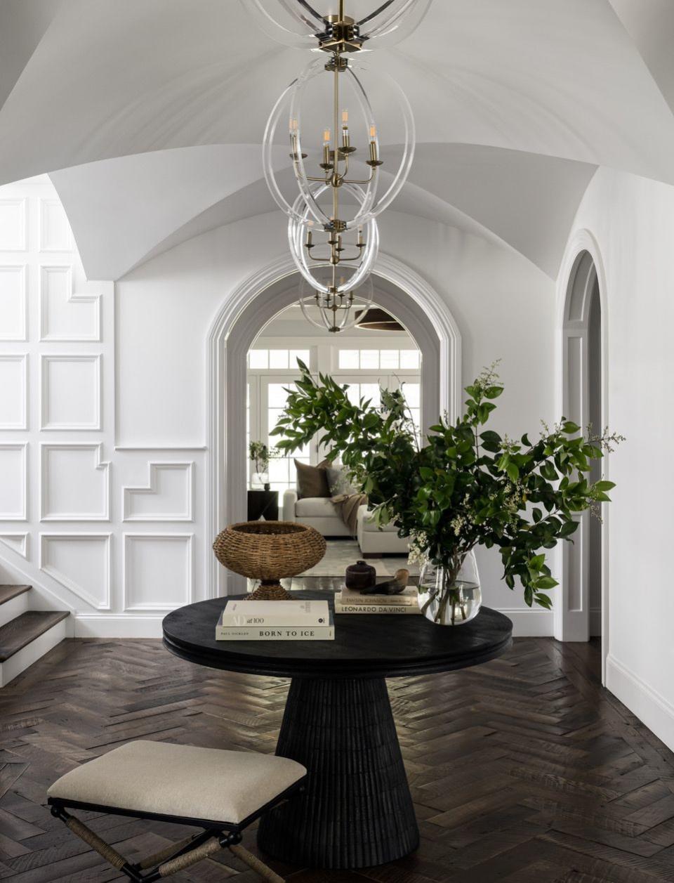 hallway with reclaimed wood floors