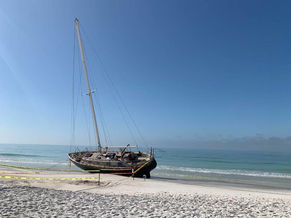 James Gloembiewski of Michigan tried to sail for the first time with two friends from Miami to Tarpon Springs. But they were rescued by the Coast Guard, and his boat was beached on Anna Maria Island on Feb. 12, 2023.