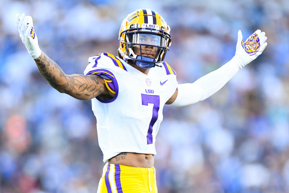 There's a lot to like about LSU cornerback Derek Stingley Jr., but also some concerns. (Photo by Brian Rothmuller/Icon Sportswire via Getty Images)