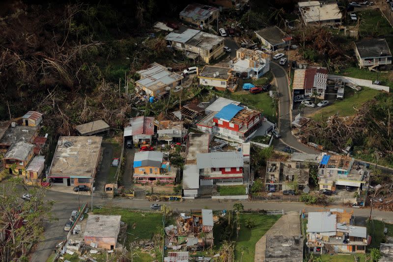 FILE PHOTO: Buildings damaged by Hurricane Maria are seen in Lares, Puerto Rico
