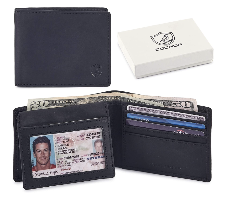 Cochoa Real Leather RFID Blocking Bifold Wallet (Photo via Amazon)