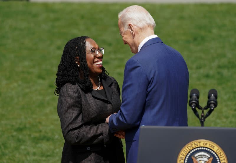 FILE PHOTO: U.S. President Joe Biden hosts White House celebration of Judge Ketanji Brown Jackson's confirmation to the U.S. Supreme Court in Washington