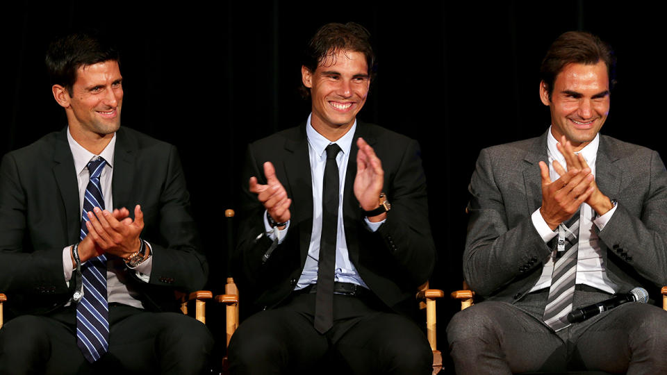 Novak Djokovic, Rafael Nadal and Roger Federer, pictured here in New York in 2014.