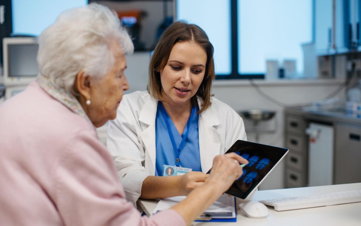 Elderly patient with a doctor