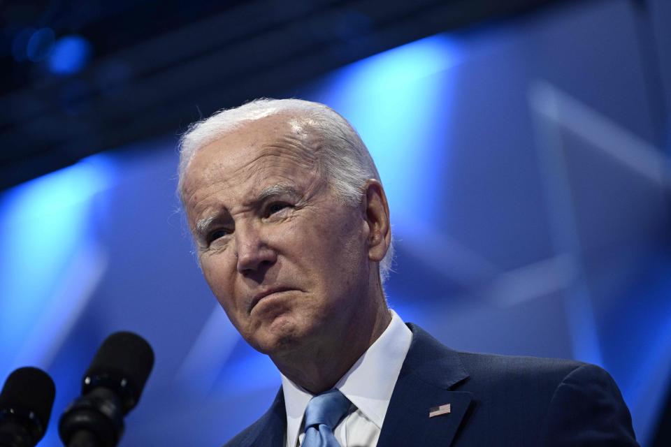 US President Joe Biden delivers remarks during the CEO summit at the Asia-Pacific Economic Cooperation (APEC) Leaders' Week in San Francisco, California, on November 16, 2023. The APEC Summit takes place through November 17.