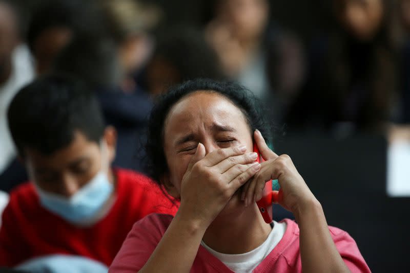 Colombian migrants deported from the U.S. arrive at the El Dorado International Airport in Bogota