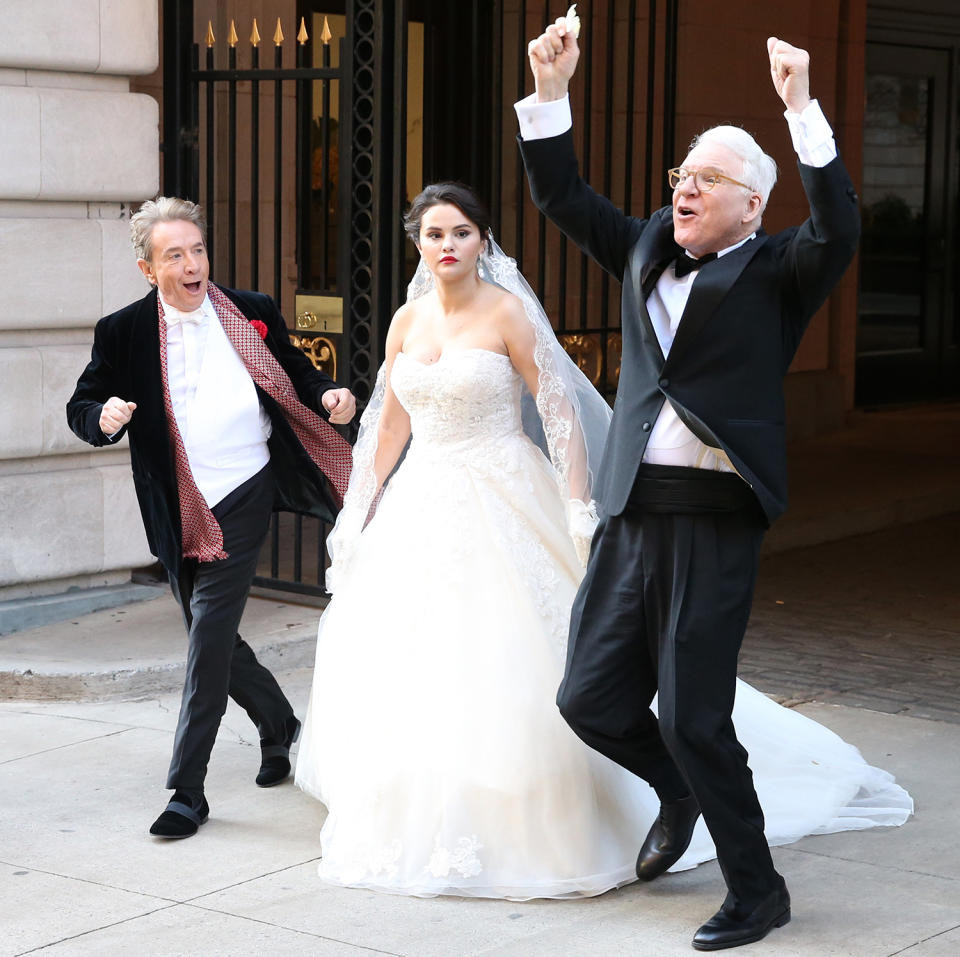 <p>In a <a href="https://people.com/tv/selena-gomez-wedding-gown-steve-martin-father-of-the-bride-moment-only-murders-in-the-building-season-3/" rel="nofollow noopener" target="_blank" data-ylk="slk:wedding dress and veil, Selena Gomez hits the set of Only Murders in the Building;elm:context_link;itc:0;sec:content-canvas" class="link ">wedding dress and veil, Selena Gomez hits the set of <em>Only Murders in the Building</em></a> alongside costars <a href="https://people.com/tag/martin-short/" rel="nofollow noopener" target="_blank" data-ylk="slk:Martin Short;elm:context_link;itc:0;sec:content-canvas" class="link ">Martin Short</a> and <a href="https://people.com/tag/steve-martin/" rel="nofollow noopener" target="_blank" data-ylk="slk:Steve Martin;elm:context_link;itc:0;sec:content-canvas" class="link ">Steve Martin</a> in N.Y.C. on March 21. </p>