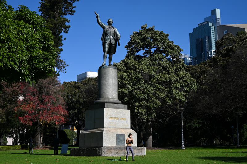 FILE PHOTO: A statue to Captain James Cook stands in Sydney