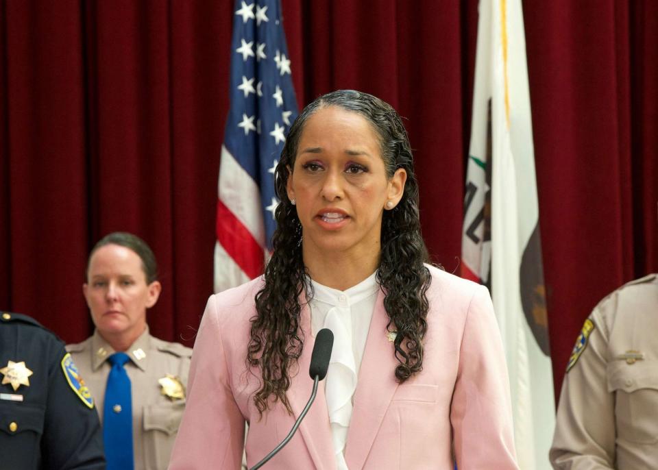 PHOTO: In this April 28, 2023, file photo, District Attorney Brooke Jenkins speaks about the new state public safety partnership targeting fentanyl trafficking and drug rings in San Francisco. (Sheila Fitzgerald/Shutterstock, FILE)