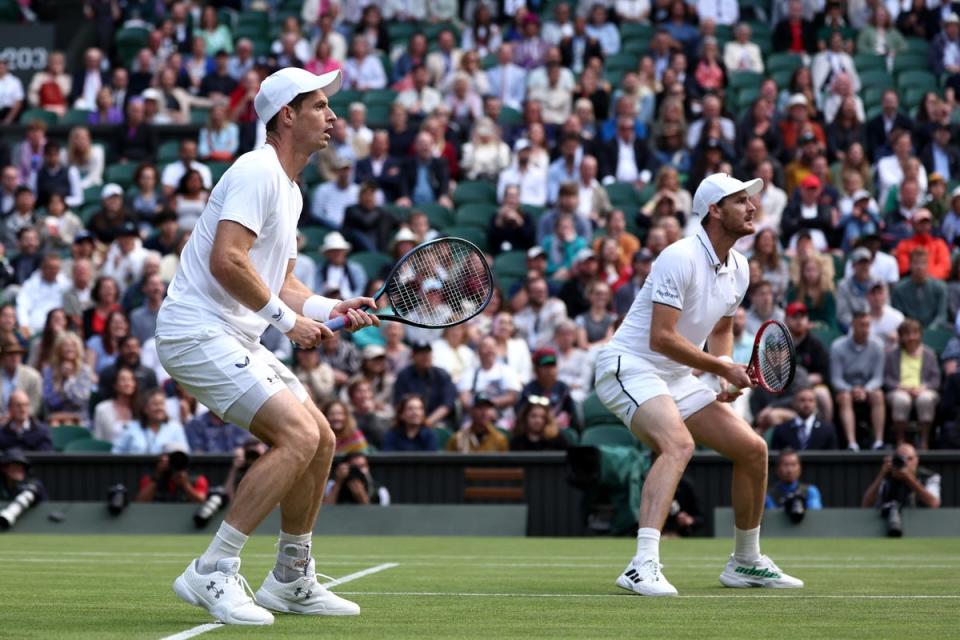 Andy Murray (left) with brother Jamie in the men’s doubles (Getty Images)