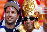 <p>France and Peru fans inside the stadium before the match. (REUTERS) </p>