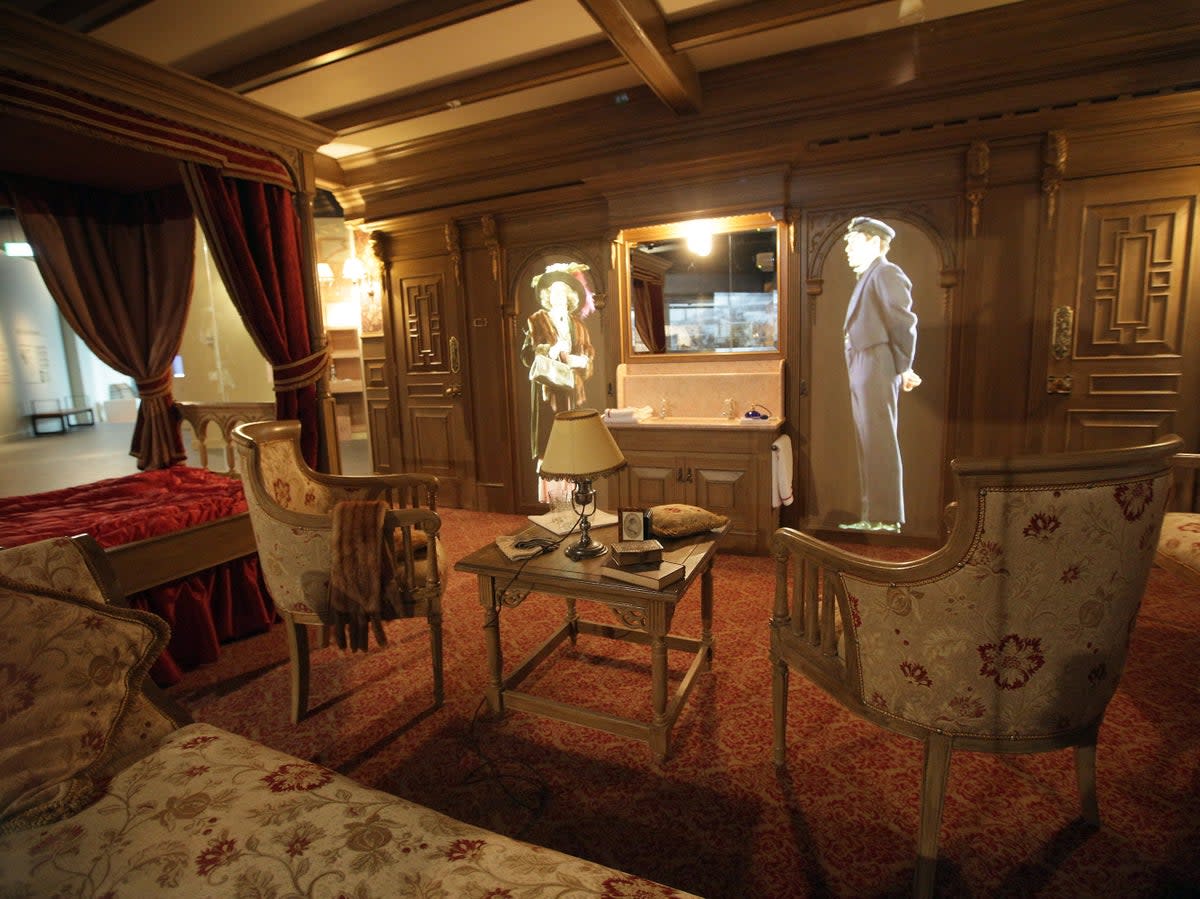 A replica of one of the ship’s first-class cabins, as seen at Titanic Belfast (Getty)