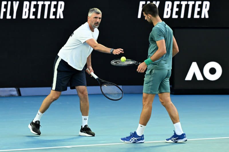 Tennis coach Goran Ivanisevic (L) and men's No. 1 Novak Djokovic teamed up in 2018. Photo by James Ross/EPA-EFE