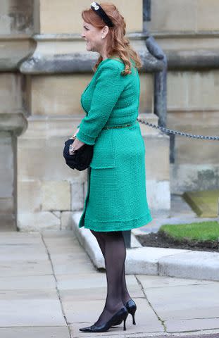 <p>Chris Jackson/Getty </p> Sarah Ferguson arrives for Easter service at Windsor Castle on March 31, 2024