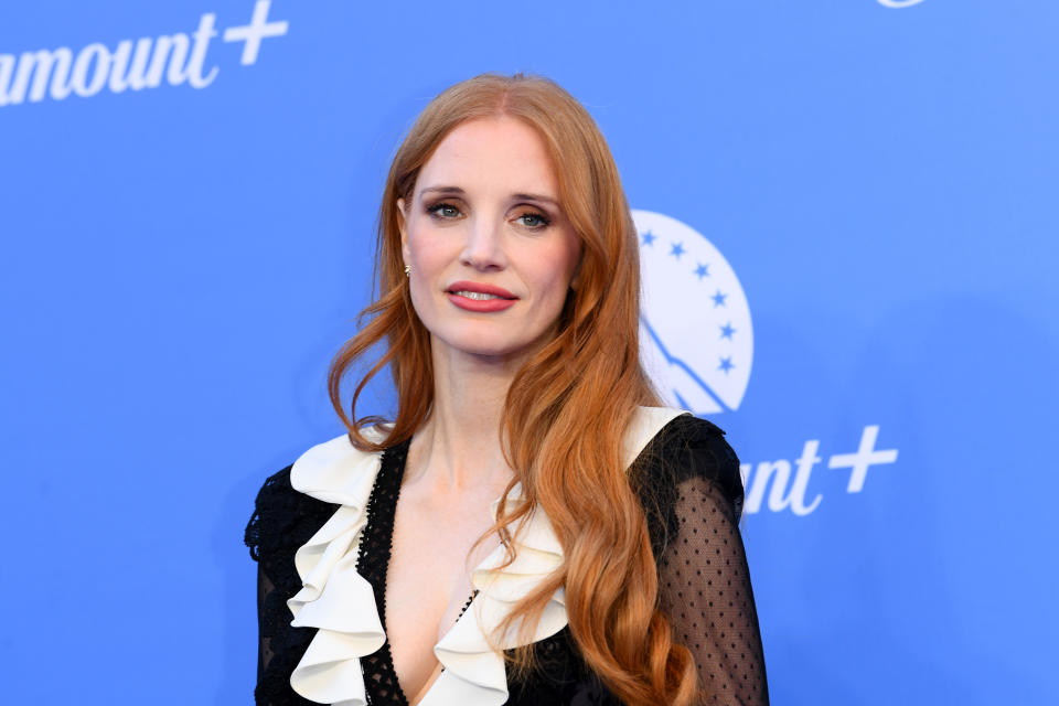 LONDON, ENGLAND - JUNE 20: Jessica Chastain arrives at the Paramount+ UK launch at Outernet London on June 20, 2022 in London, England. (Photo by Joe Maher/Getty Images for Paramount+)