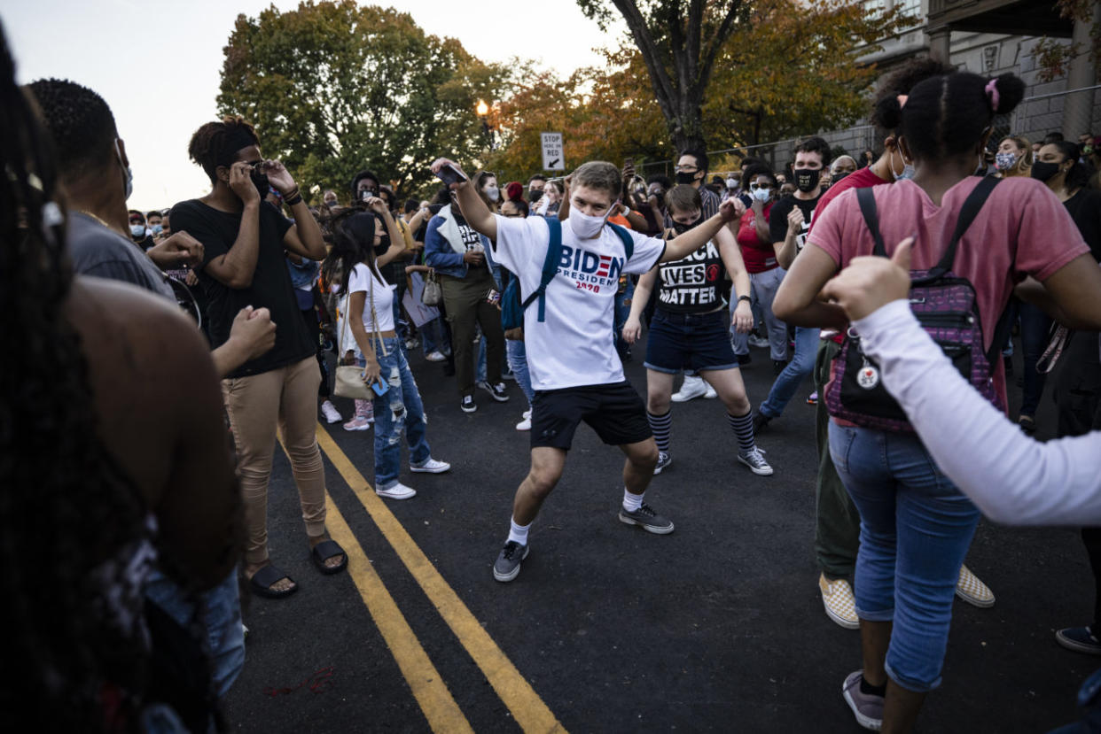 Supporters Of Joe Biden Celebrate Across The Country, After Major Networks Projection Him Winning The Presidency