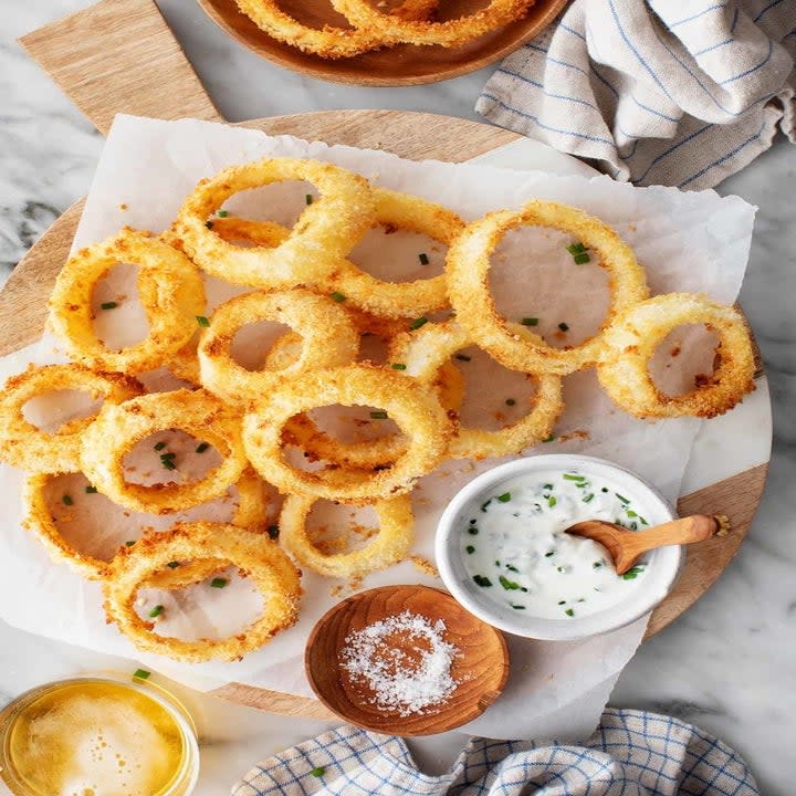 Air fried onion rings.