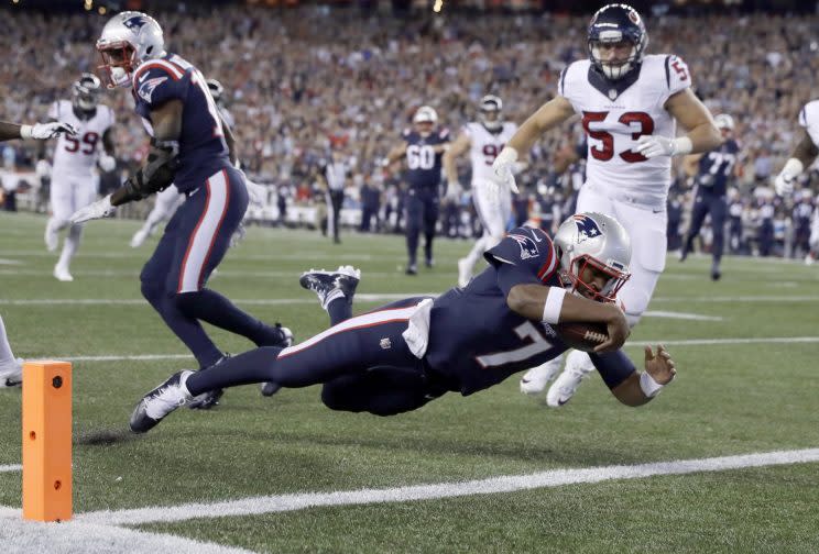 Jacoby Brissett dashed to a 27-yard score on Thursday. (AP) 