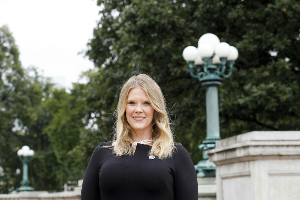 FILE - Wisconsin Elections Commission Administrator Meagan Wolfe, poses outside of the Wisconsin State Capitol Building, on Aug. 31, 2020. Wisconsin's top elections official is nearing the end of her term, and uncertainty looms over who will hold the position through the 2024 presidential election. Wolfe is the current, nonpartisan administrator of the Wisconsin Elections Commission. Republicans who control the state Legislature could have a chance to ouster her and pick someone new to oversee elections in the critical battleground state. (Ruthie Hauge//Wisconsin State Journal via AP, file)