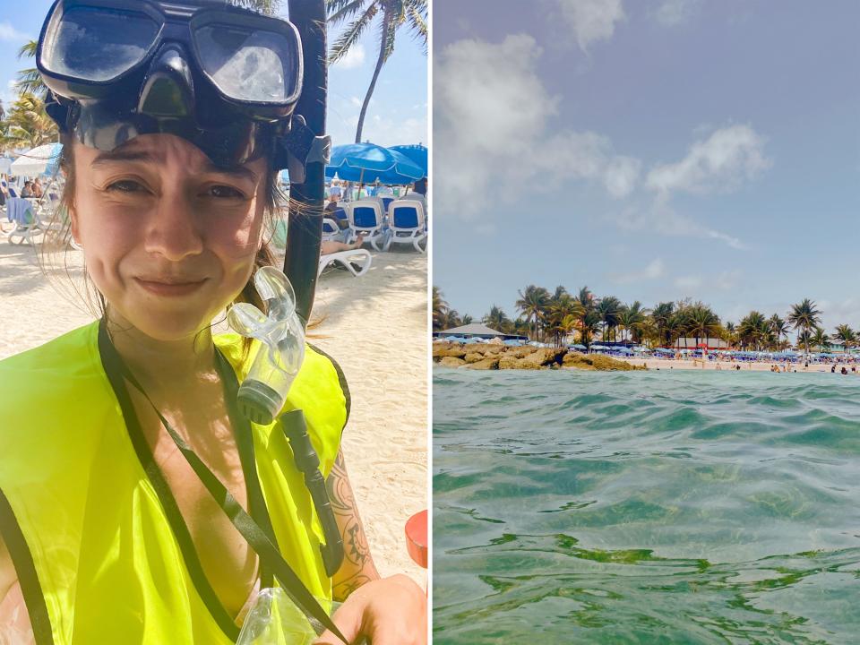 The author goes snorkeling at CocoCay