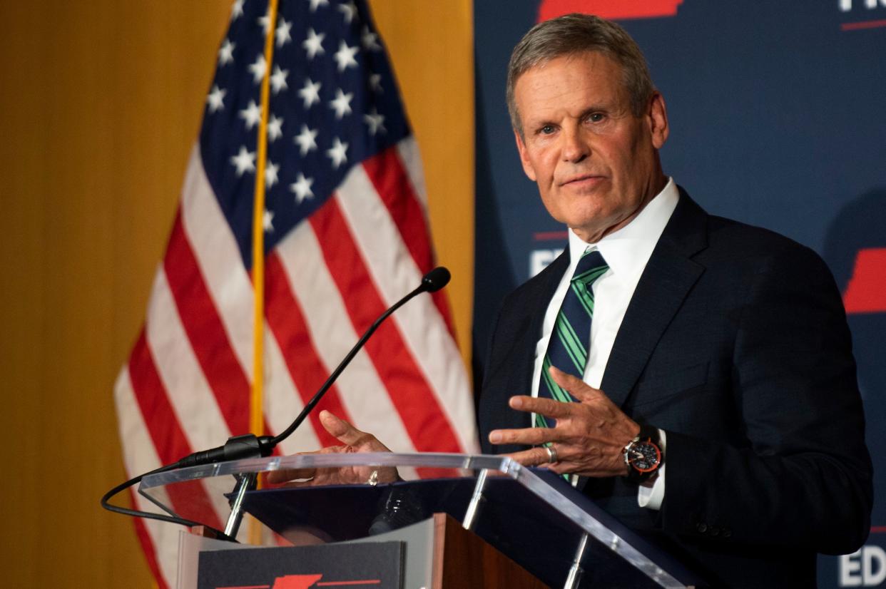 Gov. Bill Lee proposes a new statewide school choice program, Education Freedom Scholarship Act, at the Tennessee State Museum in Nashville, Tenn., Tuesday, Nov. 28, 2023.