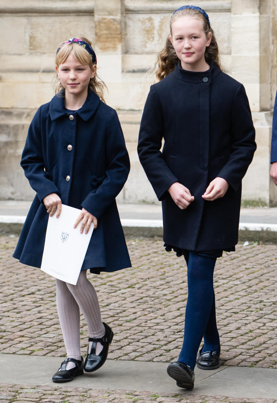 LONDON, ENGLAND - MARCH 29:  Savannah Philips and Isla Phillips at the Memorial service for The Duke Of Edinburgh Westminster Abbey on March 29, 2022 in London, England. (Photo by Samir Hussein/WireImage)