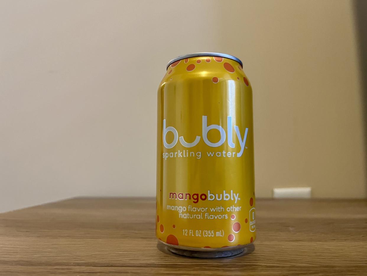 a can of mango bubly sparkling water