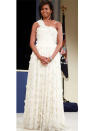 <b>Inauguration celebrations, 2009</b><br><br>One of Michelle's most famous choices, this white chiffon Jason Wu dress worn to celebrate Barack Obama's entry to the White House.