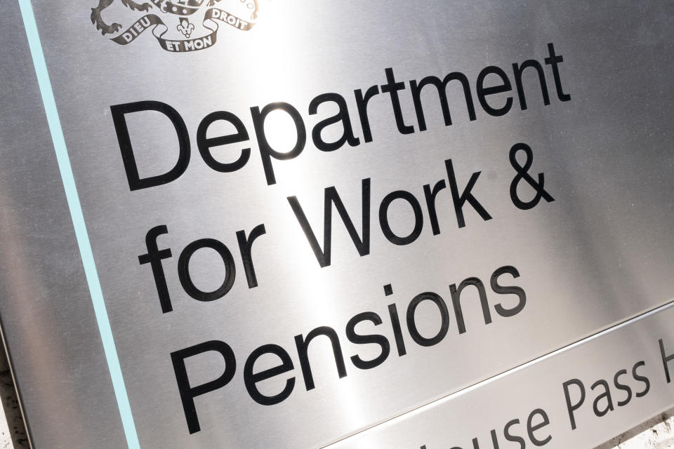 Department for Work and Pensions on July 24, 2022 in London, United Kingdom.  The Department for Work and Pensions, DWP, is responsible for social care, pensions and child support policy.  As the UK's largest public service department, it administers the State Pension and a range of working age, disability and health benefits.  (Photo by Mike Kemp/In Pictures via Getty Images)