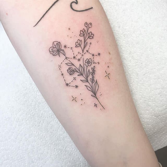 14) This Floral Constellation Sagittarius Tattoo