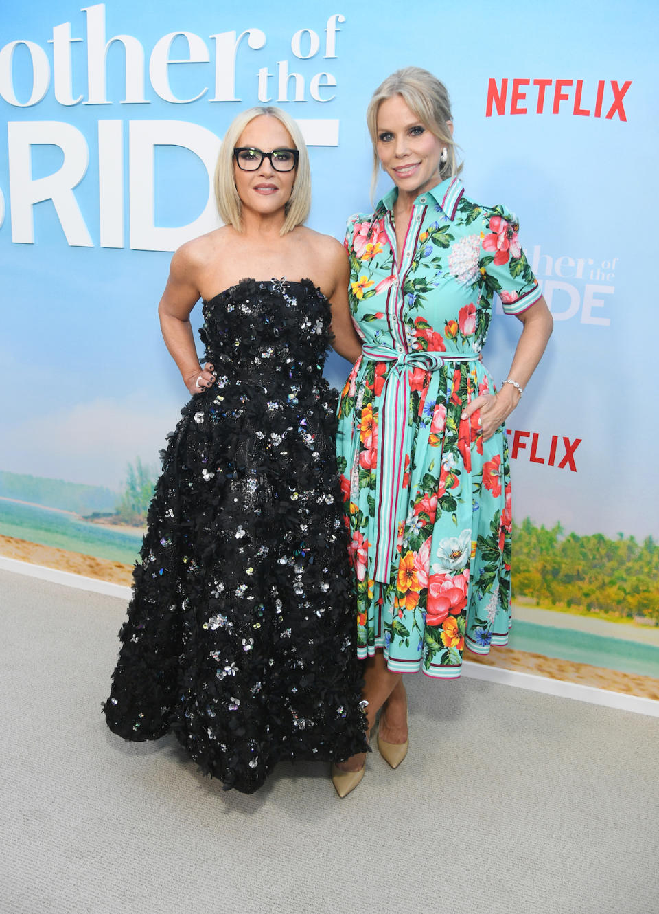Rachael Harris and Cheryl Hines at the Los Angeles special screening of "Mother of the Bride" held at the Bay Theater on May 8, 2024 in Los Angeles, California. (Photo by Alberto Rodriguez/Variety via Getty Images)