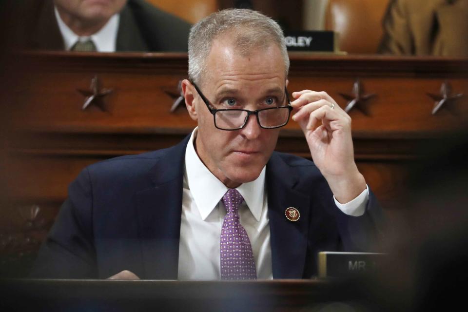 FILE - In this Nov. 19, 2019 file photo , Rep. Sean Patrick Maloney, D-N.Y., listens to testimony before the House Intelligence Committee on Capitol Hill in Washington. House Democrats picked moderate Maloney on Thursday to lead their campaign organization into the 2022 elections, choosing him over a Hispanic rival after last month's voting dealt them unexpected losses and left them divided over the reasons.   (AP Photo/Jacquelyn Martin, Pool)