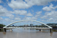 BRISBANE, AUSTRALIA - JANUARY 29: A general view of the Brisbane river as parts of southern Queensland experiences record flooding in the wake of Tropical Cyclone Oswald on January 29, 2013 in Brisbane, Australia. The river in the Brisbane CBD is expected to peak at 2.3 metres today - lower than the 2.6 metre peak predicted - but is still likely to flood low-lying properties and businesses. The flood crisis has claimed four lives so far, with the city of Bundaberg, Queensland faces the worst flooding in its history. (Photo by Matt Roberts/Getty Images)