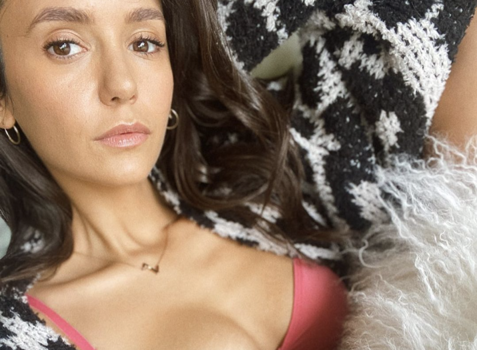 Nina Dobrev shares bra selfie for Breast Cancer Awareness Month. (Photo: Instagram) 