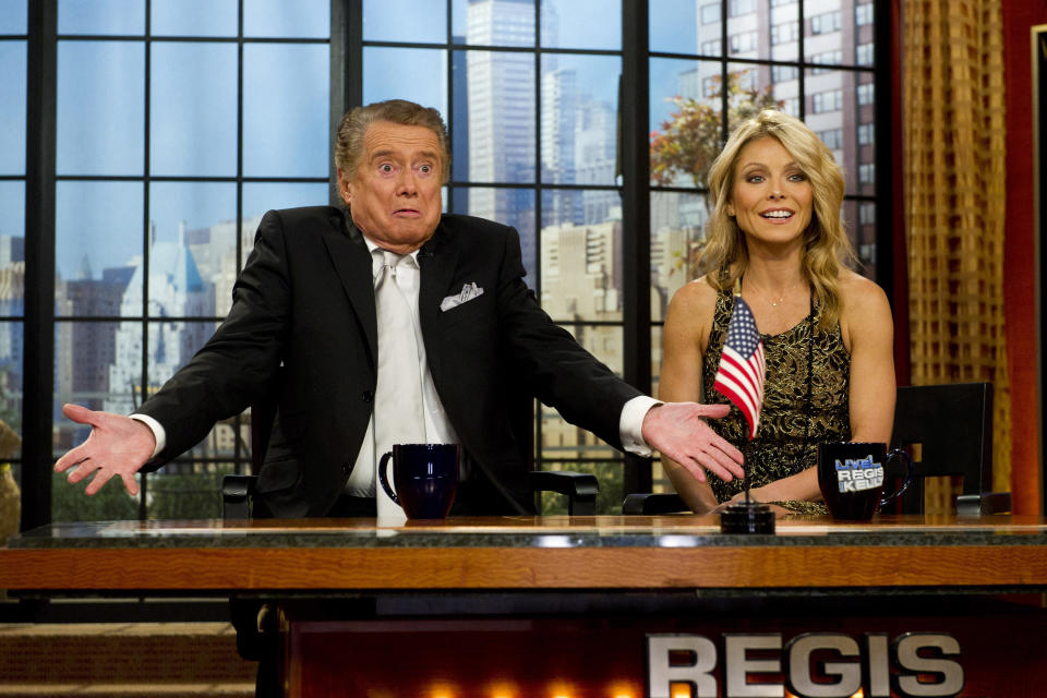 Regis Philbin and Kelly Ripa appear on Regis' farewell episode of 