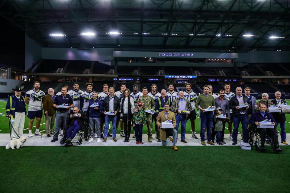 Seventeen Medal of Honor recipients were featured during Sunday’s Dallas Cowboys game. They received Air Force 1s from the team’s offensive line.