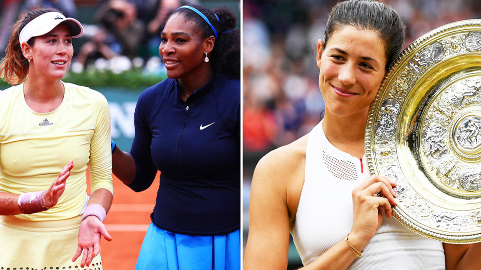 Garbine Muguruza, pictured here after winning the French Open in 2016 and Wimbledon in 2017. 