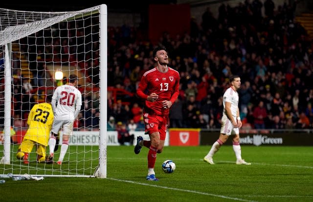 Kieffer Moore scored twice for Wales 