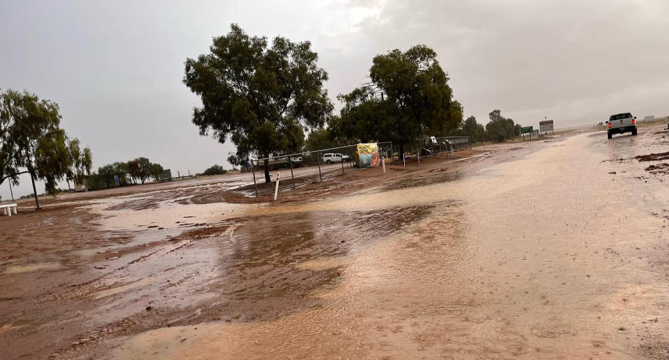 In photos posted by the William Creek Hotel, the area is drenched. Source: Facebook