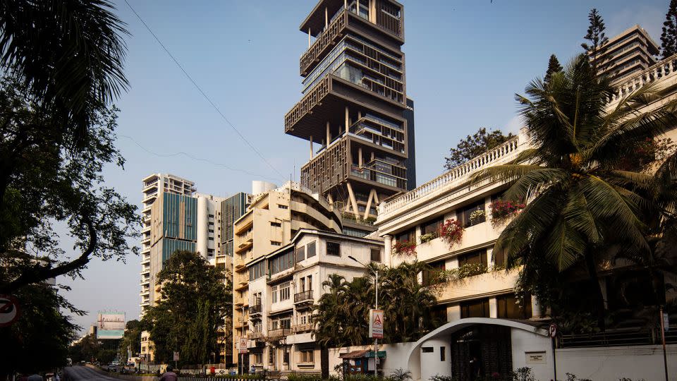The Antilia, residence of the Ambani family, is seen in Mumbai on April 17, 2024. - Noemi Cassanelli/CNN