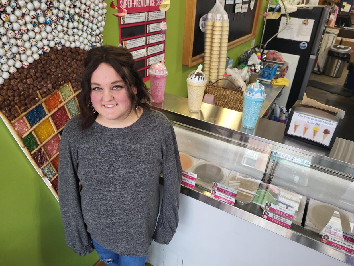 A Little Something manager Janae Kerrigan in the downtown Port Huron store on Tuesday, April 18, 2023. The store is slated to close in May. Kerrigan, who became its manager in October, said she was heartbroken.