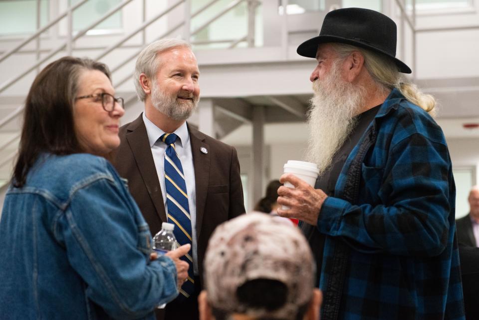 Rep. Chris Todd chats with visitors inside the newly expanded Madison County Jail in Jackson, Tenn. on Thursday, Mar. 9, 2023. The renovations expands the available housing from 303 inmates, to now 518 inmates. 